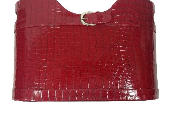 Essart PU Leather Croco Finish Magzine Rack-Red